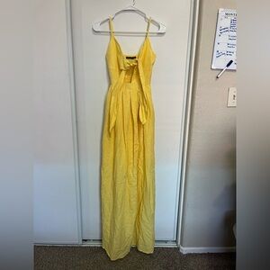 Boohoo Yellow Tie Front Maxi Dress Size 4